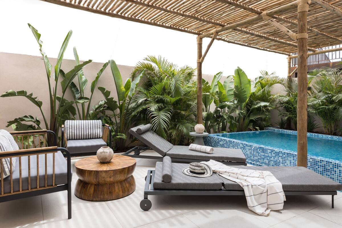 Phòng đôi, hồ bơi riêng, khu vực vườn | Minibar, truy cập Internet không dây miễn phí, bộ trải giường