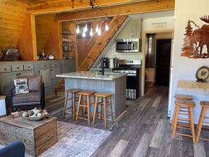 Oven, stovetop, dishwasher, coffee/tea maker