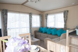 TV, fireplace, DVD player, books - Daisy 3 bedroom modern caravan on Haven's Award Winning Rockley Park (Poole)