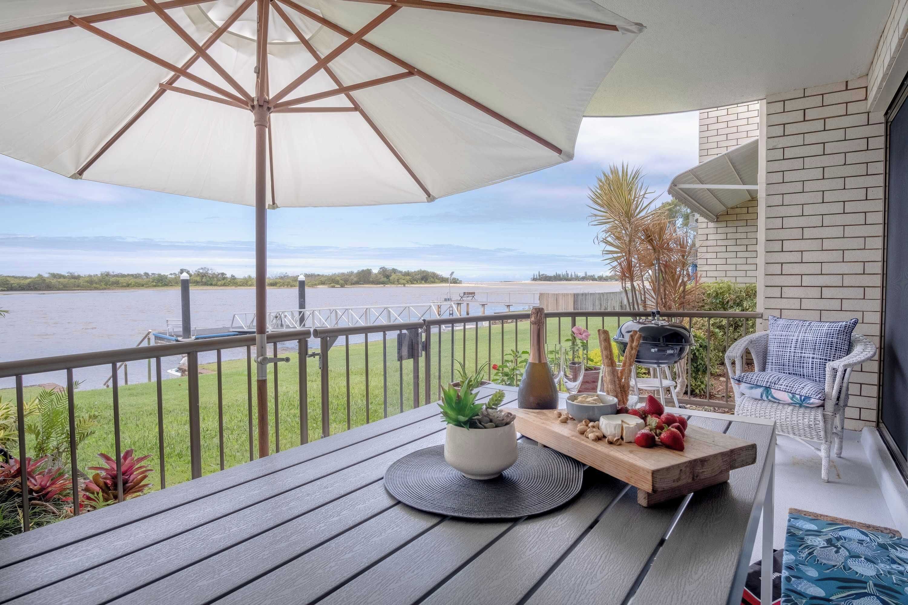 A private patio overlooks the Maroochy River.