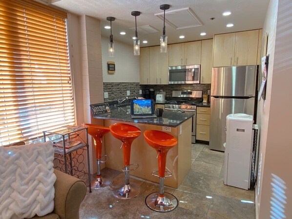 Fridge, microwave, oven, stovetop - Cozy Studio - Heart of Downtown w/ Rooftop Views! (Park City)