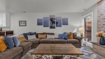 TV, fireplace, offices