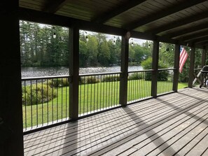 Terrace/patio - Whitney Landing: A Lakeside Getaway on Upper Cold Stream Pond (Lincoln)