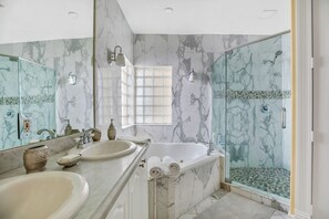 Luxury Villa | Bathroom | Separate tub and shower, slippers, towels, soap - OASIS VILLA (Hollywood)