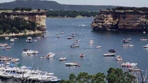 A marina with numerous boats docked and anchored. - RV There Yet? Lake view at PK.  (Graford)