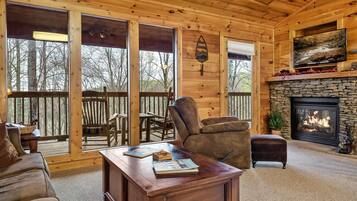 Smart TV, fireplace, DVD player