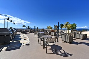 Enjoy al fresco dining with scenic views overlooking the water.