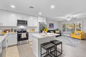 Fridge, microwave, oven, dishwasher