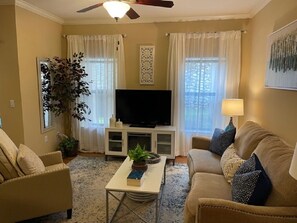 Smart TV, caminetto, lettore DVD