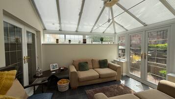 Télévision, cheminée, chaîne hi-fi