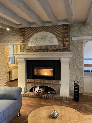 TV, fireplace, table tennis, books - La Charmeraie: charming gîte with pool and spa (Thésée)