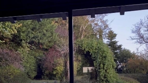 Ein Wellnessbereich mit Whirlpool unter einer Markise, umgeben von üppiger Bepflanzung.