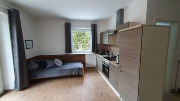 Comfort Condo | Private kitchen | Fridge, microwave, oven, stovetop