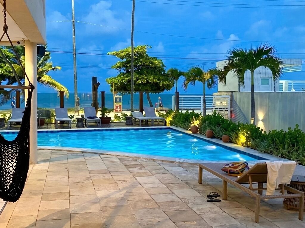 Outdoor pool, sun loungers