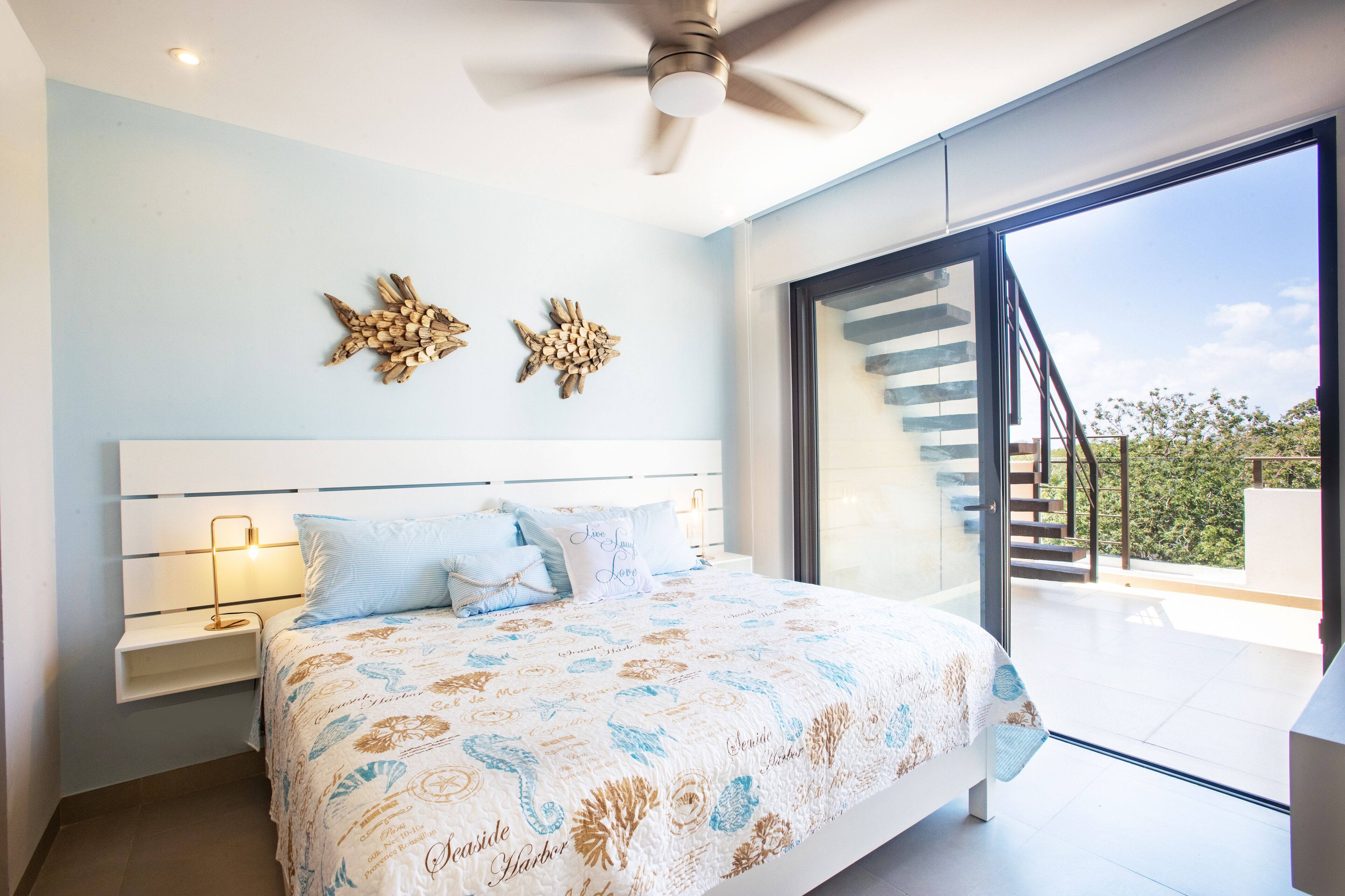 Master king bedroom with a walk out terrace and full bath, access to top terrace