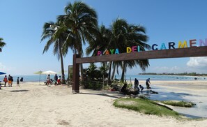 Beach nearby, sun loungers, beach towels