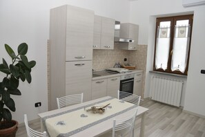Fridge, oven, stovetop, coffee/tea maker