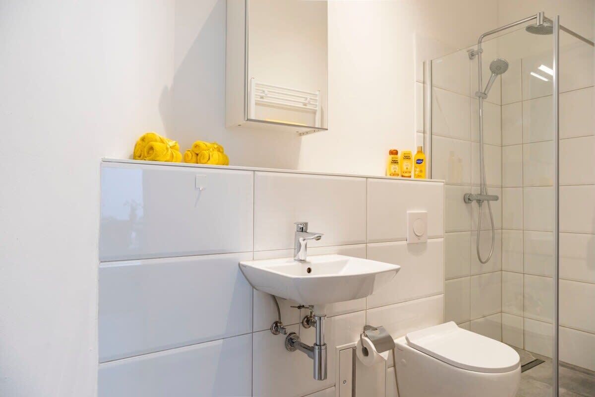 Dusche, Haartrockner, Handtücher