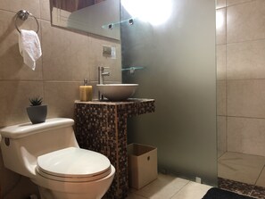 Shower, hair dryer, towels - welcoming you into our home with a luxurious private space of your own! (Monteverde)