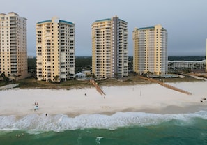 On the beach, beach towels