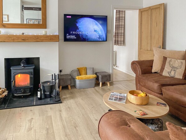 TV, fireplace