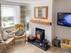 TV, fireplace