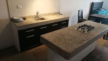 Fridge, microwave, coffee/tea maker