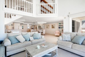 TV, fireplace - Oceanfront Home with Giant Picture Windows, Gas Fireplace, and Free WiFi (Oxnard)