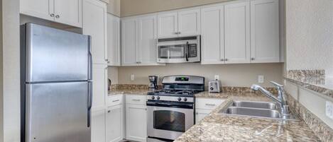 Fridge, microwave, oven, dishwasher