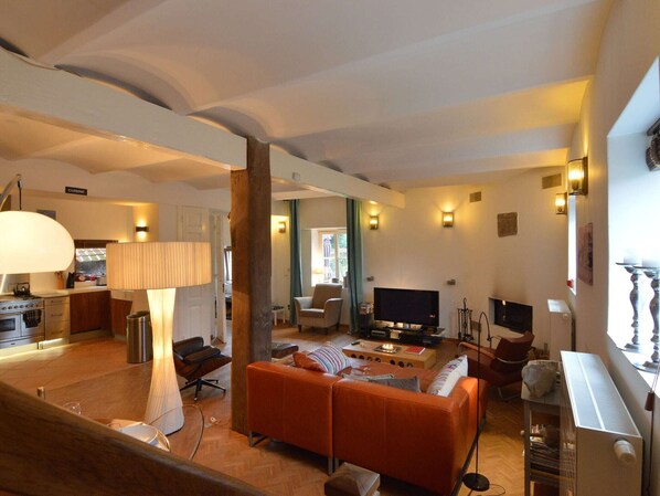 TV, fireplace, DVD player, stereo