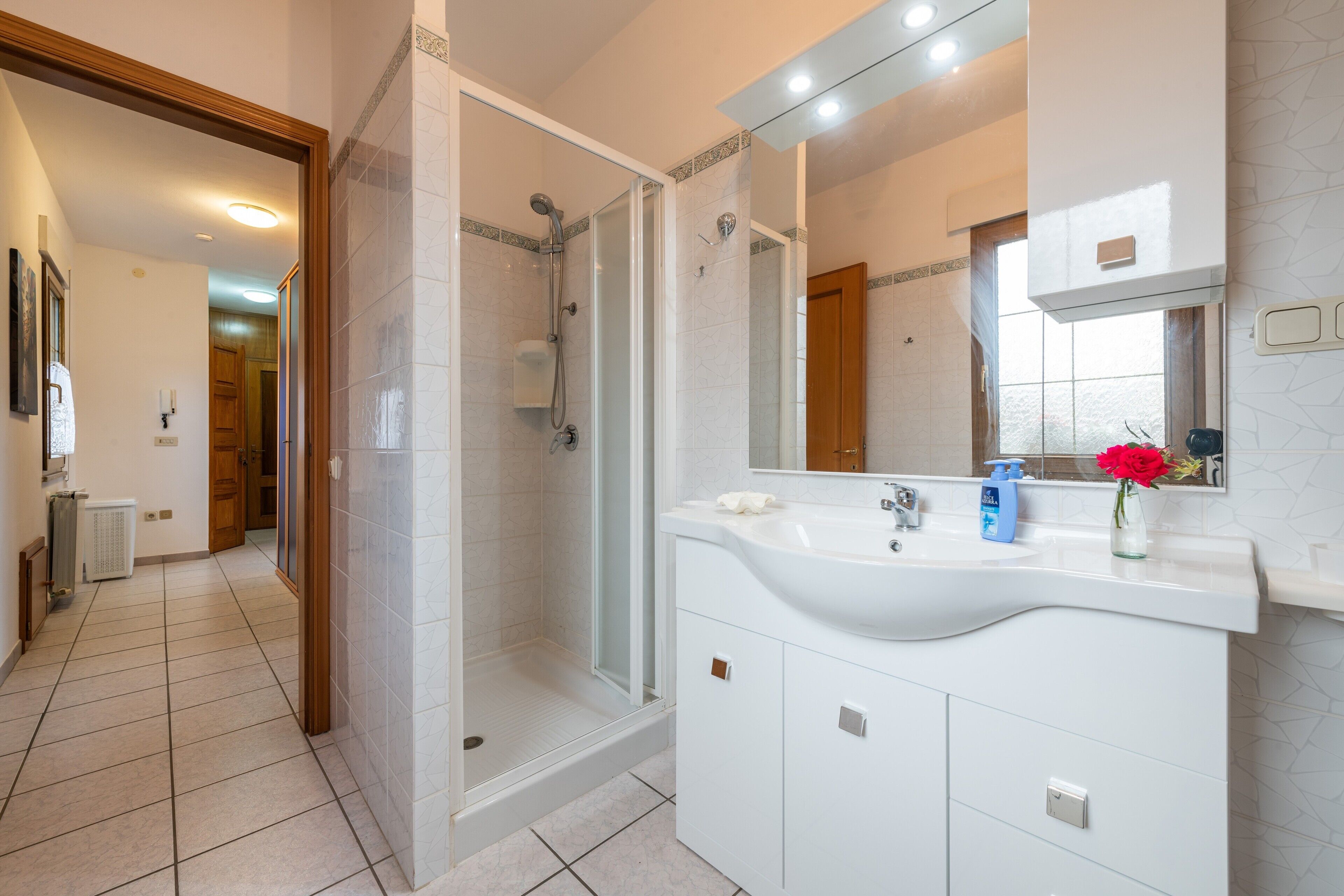 Een douche, een haardroger, handdoeken