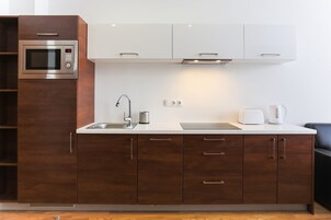 Basic Apartment | Private kitchenette | Coffee/tea maker, electric kettle, highchair