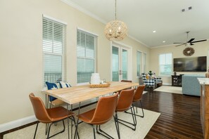 Dining - Private Beachfront home w/ HOT TUB, 2 Decks, Open Plan & Dune Walkover (Galveston)