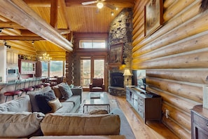 TV, fireplace, video games