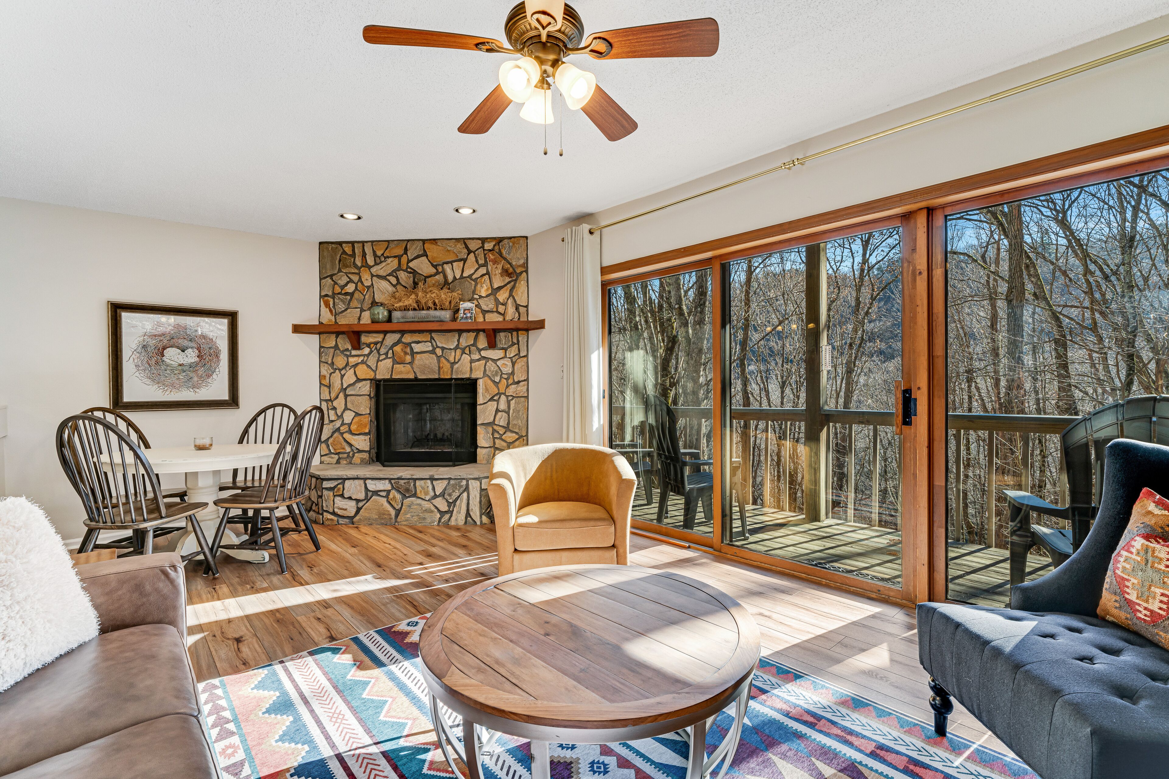 Forest View Condo with Wood-Burning Fireplace, Washer/Dryer & Private Deck
