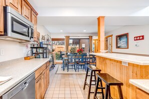 Fridge, microwave, oven, stovetop - Spacious split-level townhome with private hot tub & game room -close to canyons (Sandy)