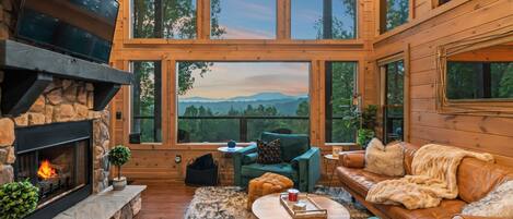 Smart TV, fireplace, table tennis, books