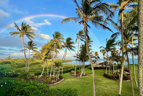 Property grounds - Ocean view condo with shaded lana'i, WiFi & shared pool, tennis, grills, cabana (Kaunakakai)