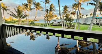 Ocean view condo with shaded lana'i, WiFi & shared pool, tennis, grills, cabana