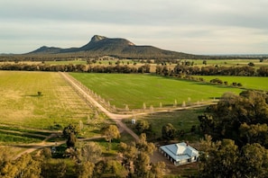 Aerial view - Avalon Farmstay. Quiet cottage on working farm (The Rock)