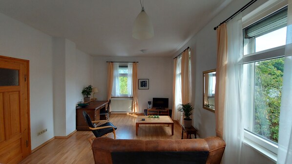 Smart TV, libros, estéreo