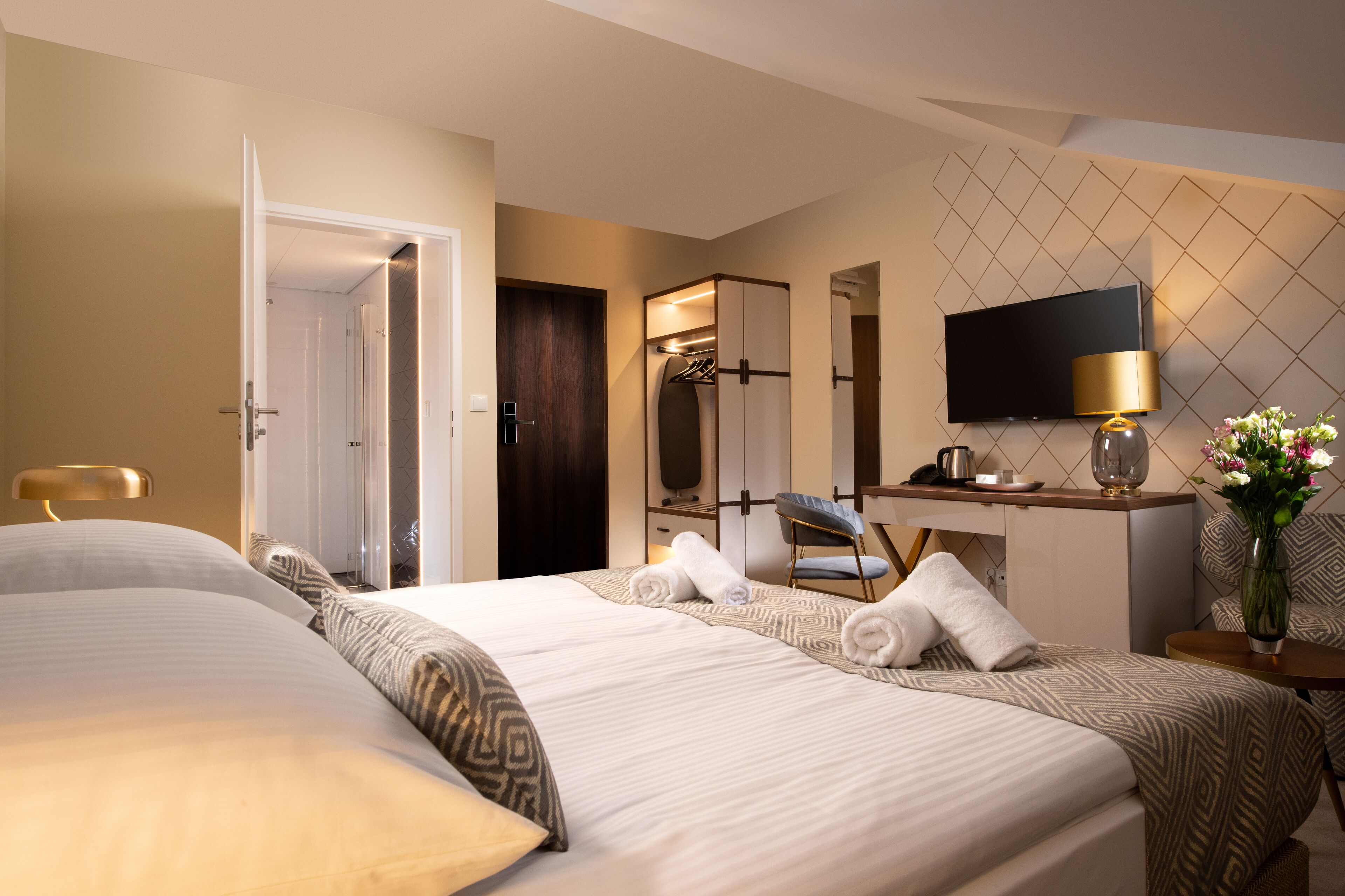 superior double or twin room | living area | 32-inch flat-screen tv with satellite channels, tv