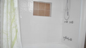 Combined shower/tub, toilet paper