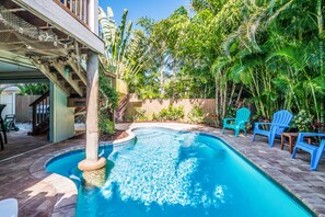 A heated pool - Updated Home, 5 Houses from the Beach! Private Pool and Game Room! - Ocean's 77 (Holmes Beach)