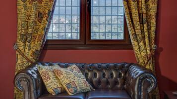 Älytelevisio, takka, DVD-soitin, kirjoja