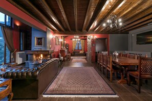 Design Villa, 4 Bedrooms, Fireplace, Mountain View | Living area - Volhon Mansions of Parnassos (Delphi)