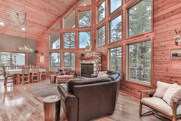 Televisión y chimenea 