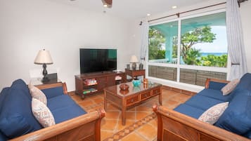 Smart TV, DVD player, music library, stereo