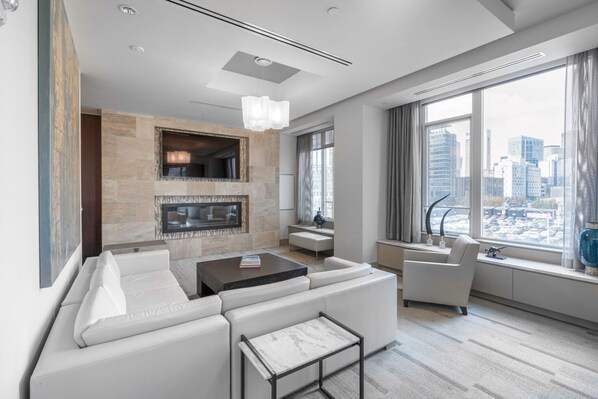 TV, stereo - Lux Seaport 1BR w/ Gym on Harbor by Blueground (Boston)