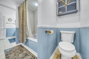 Bathtub, hair dryer